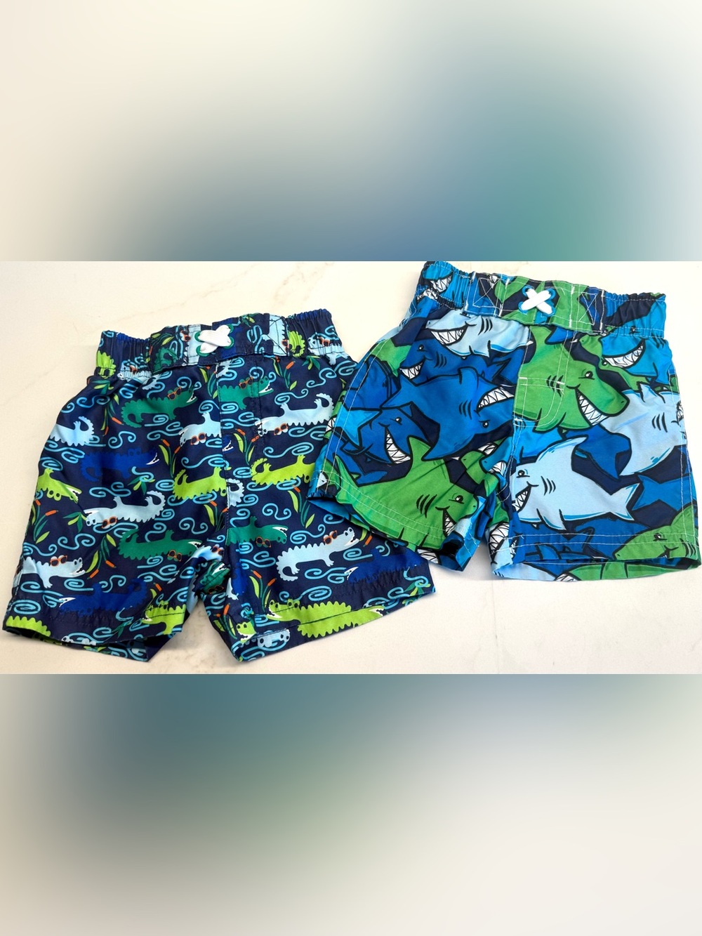 Boys 9M Swim Trunks Bundle 2 Pair Circo Sharks & Alligators